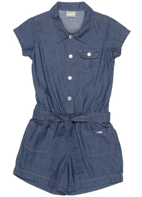 Milon - Macaquinho Infantil Feminino Jeans