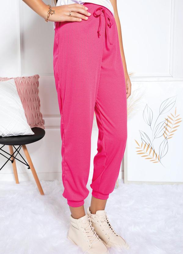 Queima Estoque - Calça Juvenil Preta em Ribana com Amarração