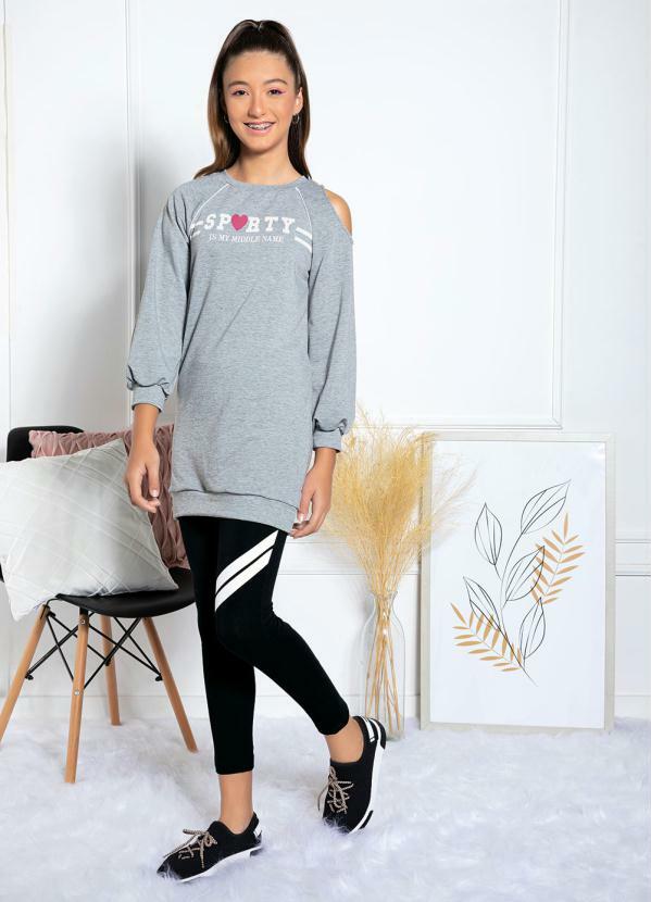 Queima Estoque - Casaco Juvenil Mescla com Ombro Vazado 3