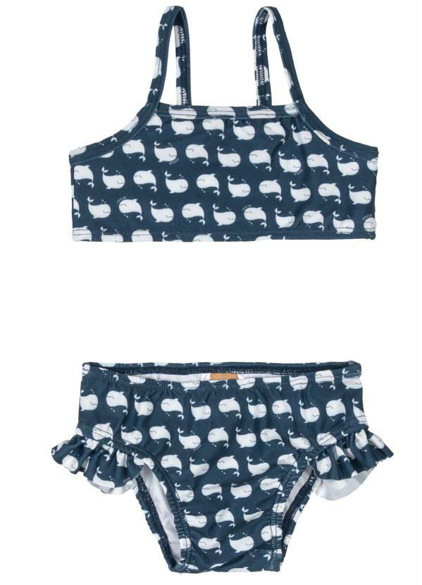 Up Baby - Biquíni Infantil Baleias Fps +50 Azul