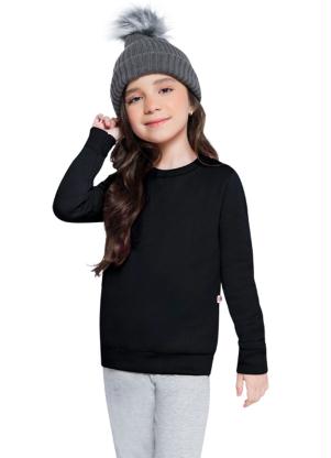 Brandili - Blusão Infantil Menina Moletom Preto - BRANDILI