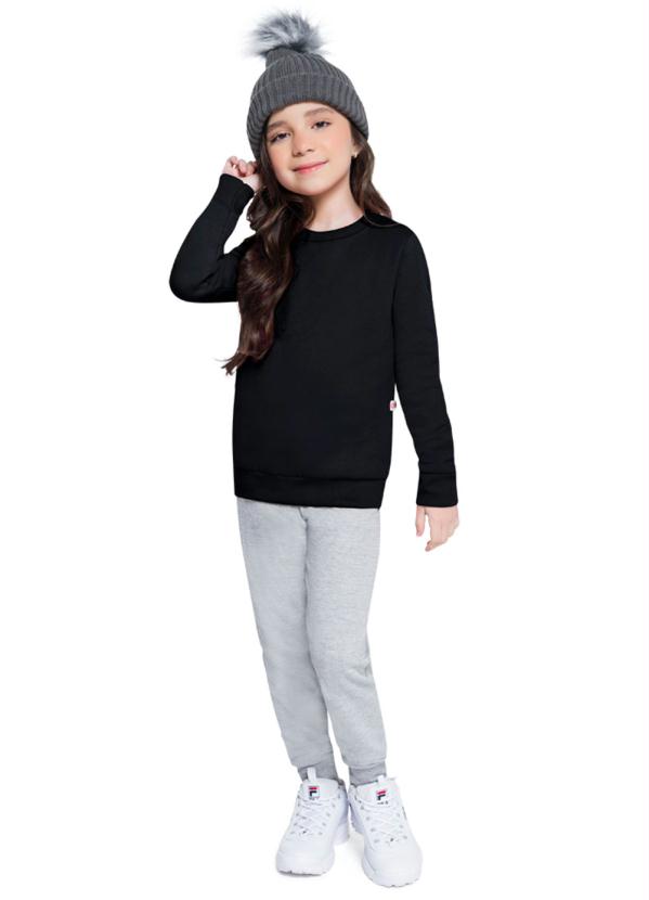 Brandili - Blusão Infantil Menina Moletom Preto 2