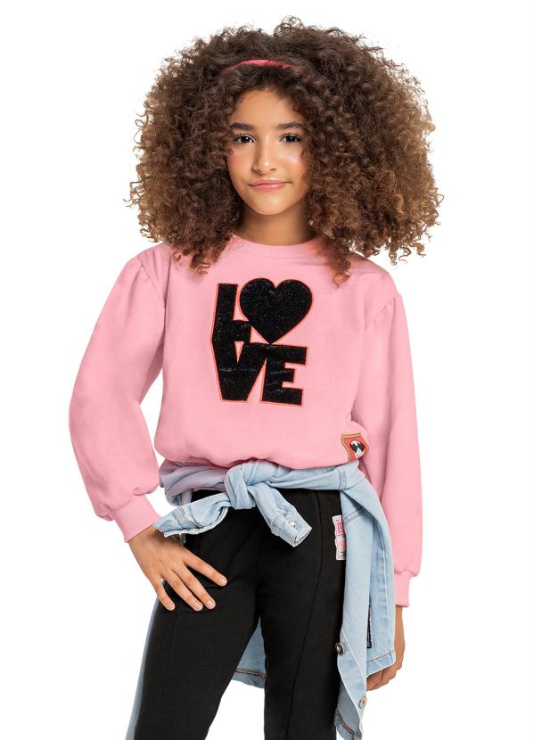 Gloss - Blusão Love Infantil Menina Moletom Rosa