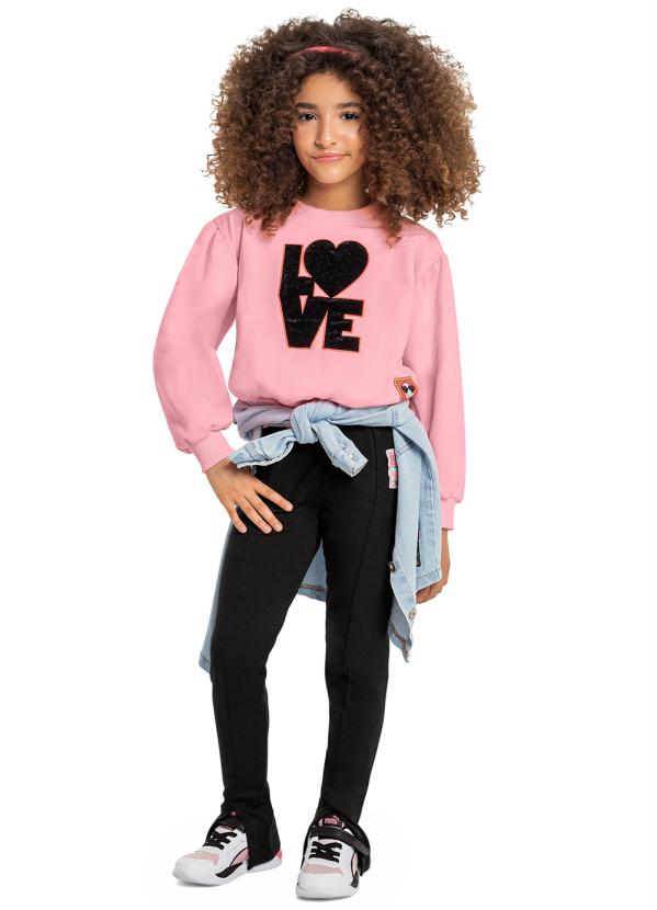 Gloss - Blusão Love Infantil Menina Moletom Rosa 2