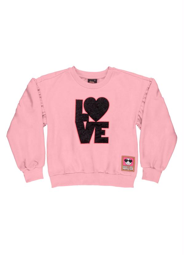 Gloss - Blusão Love Infantil Menina Moletom Rosa 3