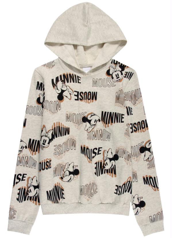 Disney Casaco em Moletom Peluciado Estampado Cinza