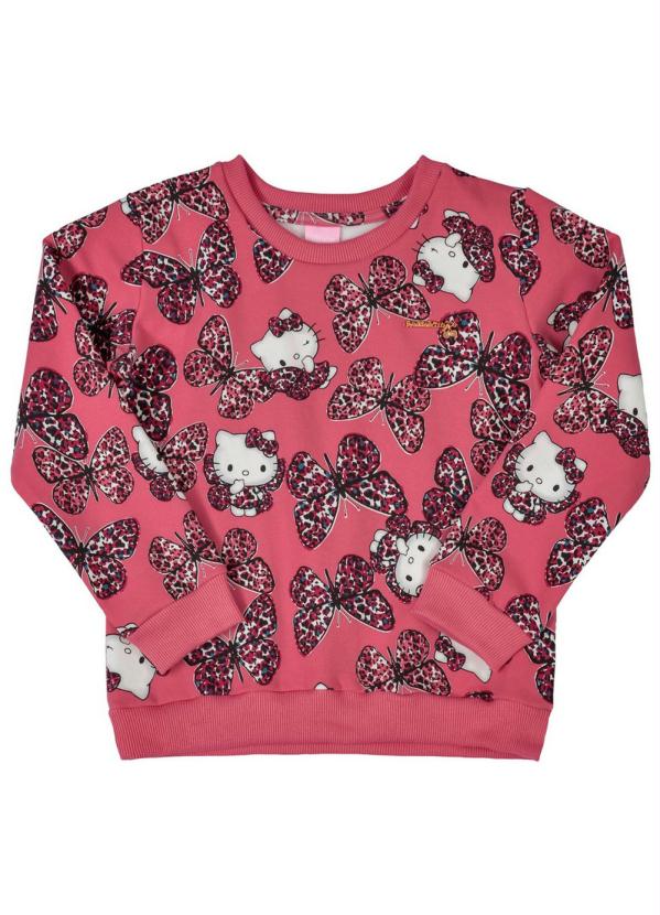 Hello Kitty - Casaco Infantil Borboletas Rosa