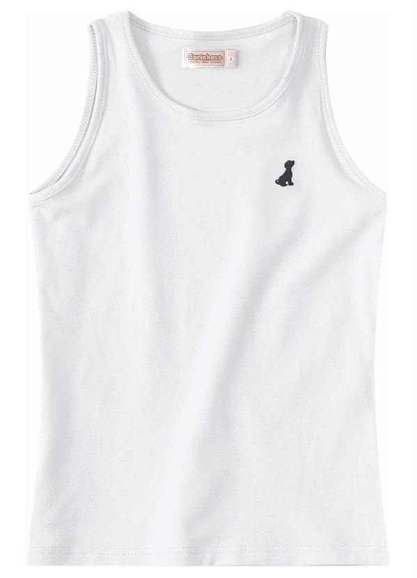 Carinhoso - Blusa Branca Básica com Bordado
