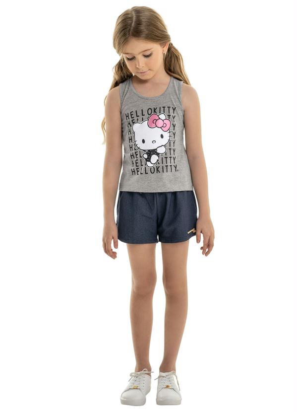 Hello Kitty - Blusa em Meia Malha Cinza 3