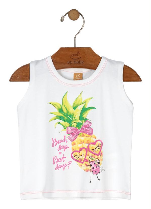 Up Baby - Blusa Regata Estampada Branco 1