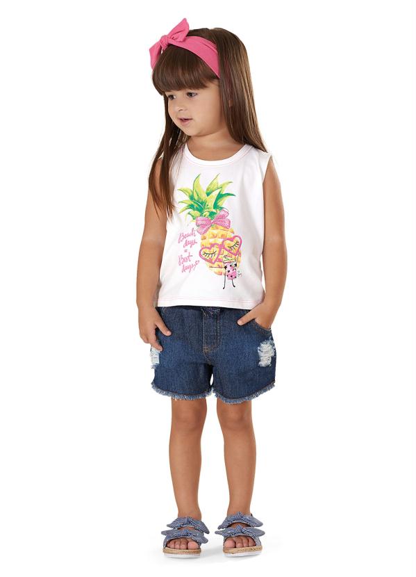 Up Baby - Blusa Regata Estampada Branco 3