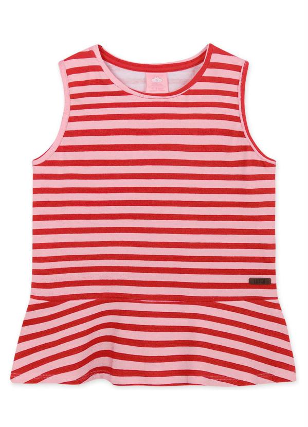 Lilica Ripilica - Blusa Regata Menina com Estampa Listrada Rosa