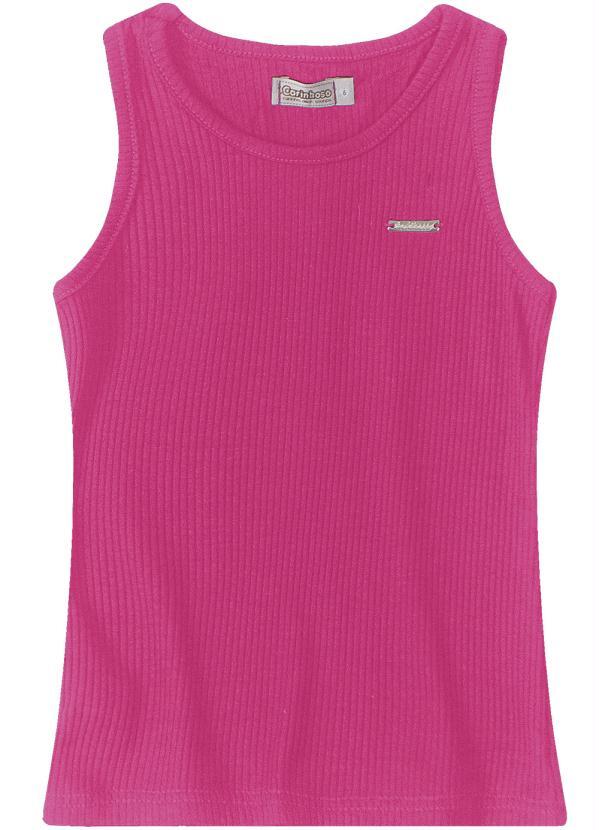 Carinhoso - Blusa Rosa Escuro Canelada com Plaqueta Menina