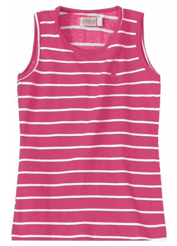 Carinhoso - Blusa Rosa Listrada Cotton