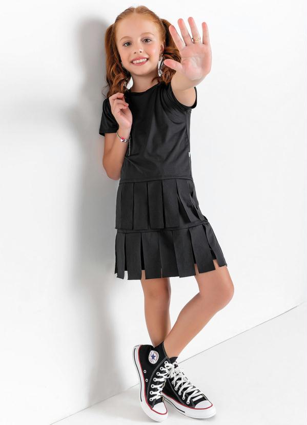 Outlet - Saia Infantil Preta com Tiras 3