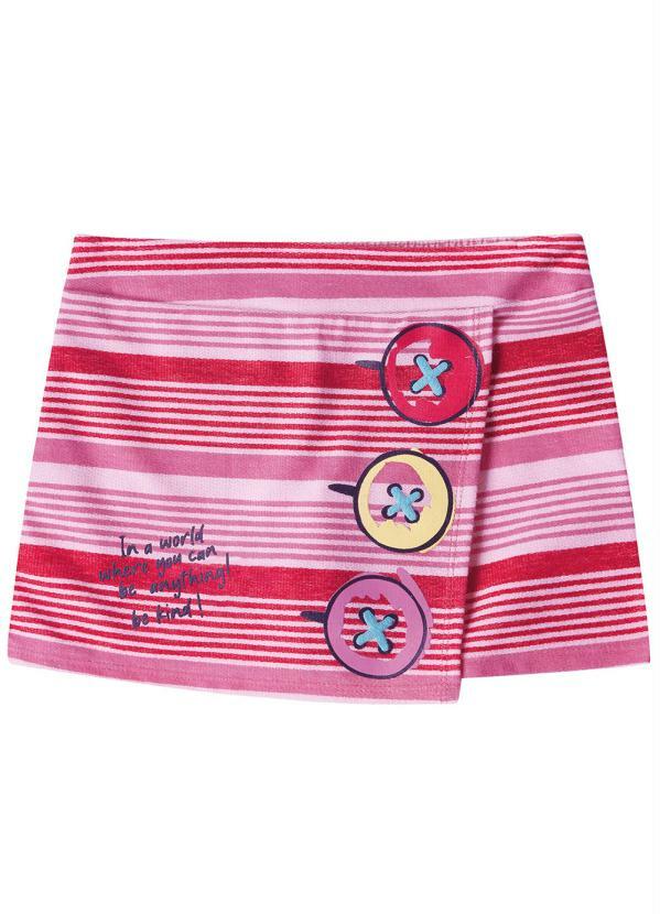 Lilica Ripilica - Short-Saia Listrado Infantil Feminino Rosa 1