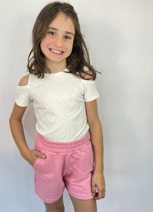 Outlet - Shorts de Moletom Bolso Rosa Chiclete - OUTLET