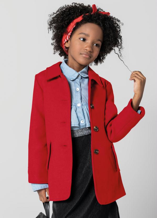 Carinhoso - Sobretudo Vermelho em Lã Menina