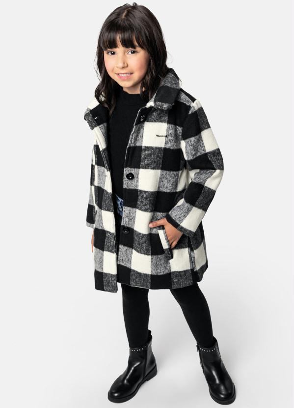 Carinhoso - Trench Coat Xadrez em Lã Xadrez Menina