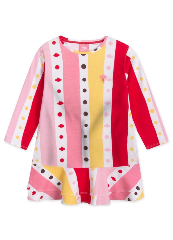 Lilica Ripilica - Vestido Manga Longa Malha Infantil Rosa 1