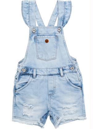 Milon - Jardineira Infantil Feminino Jeans - MILON