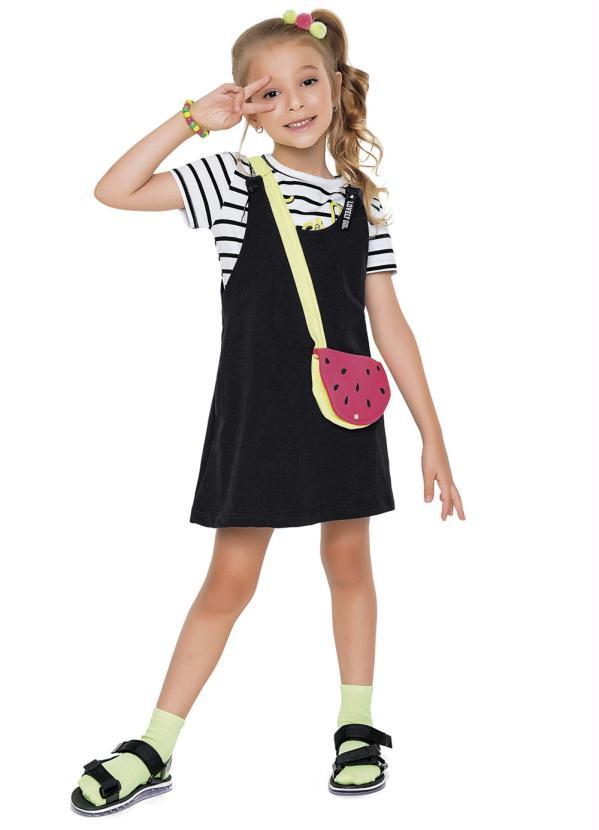 Fakini Kids - Salopete com Bolsa Melancia Preto