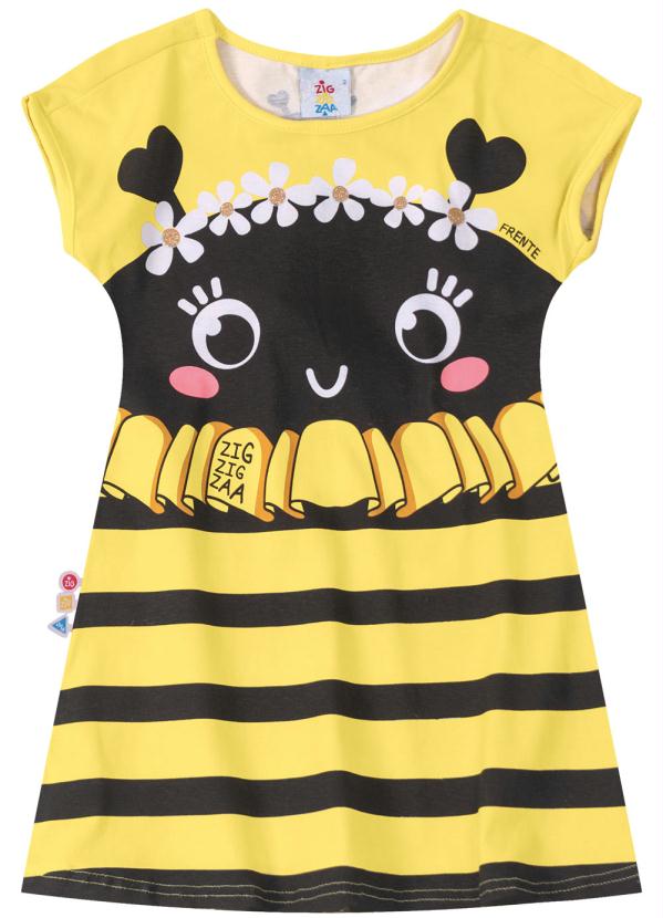 Vestido Amarelo Evasê Abelhinha Malwee Kids