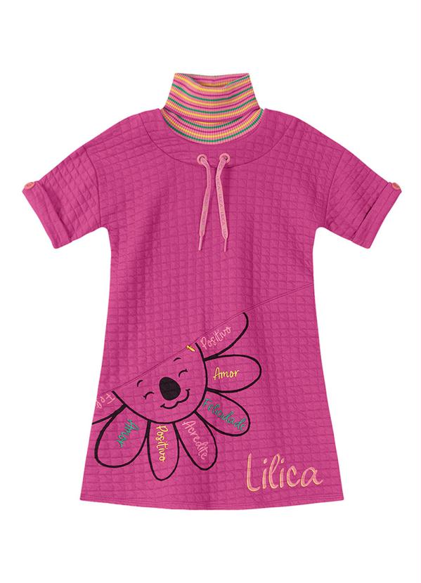 Lilica Ripilica - Vestido Antiviral Matelassê Infantil Rosa 3