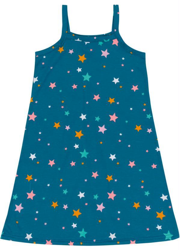 Malwee Kids - Vestido Azul Estrelas Evasê