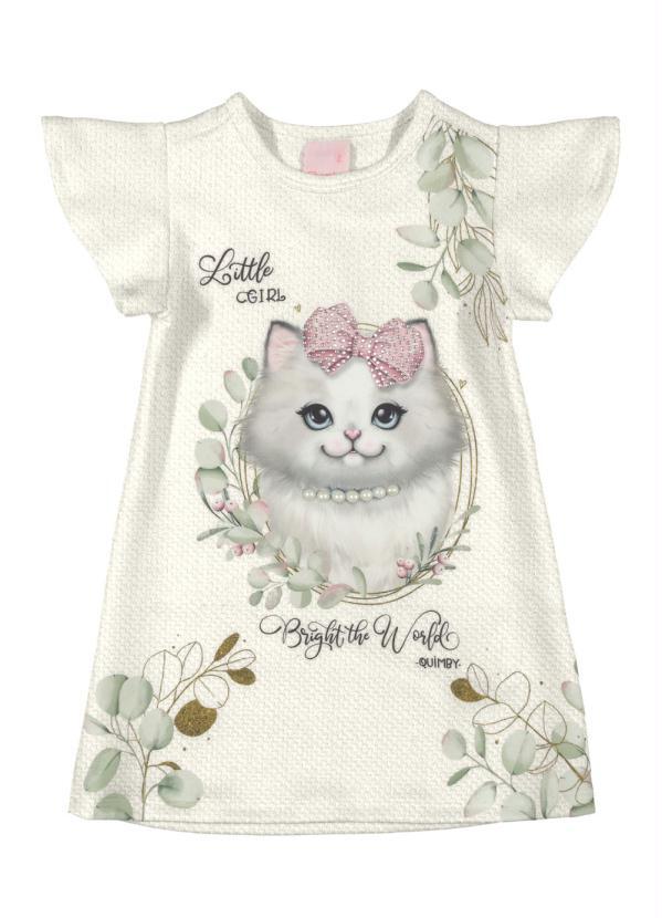 Quimby - Vestido Bebê Gatinho Bege