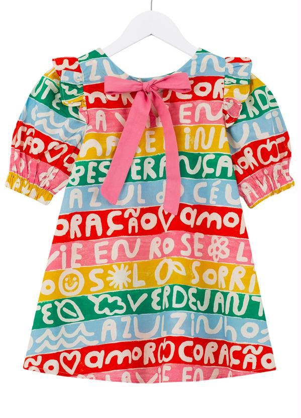 Fábula - Vestido de Tricoline Estampa Cromic Estampado 3