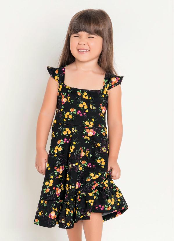 Rosalie - Vestido Infantil com Alça Floral Moda Evangélica