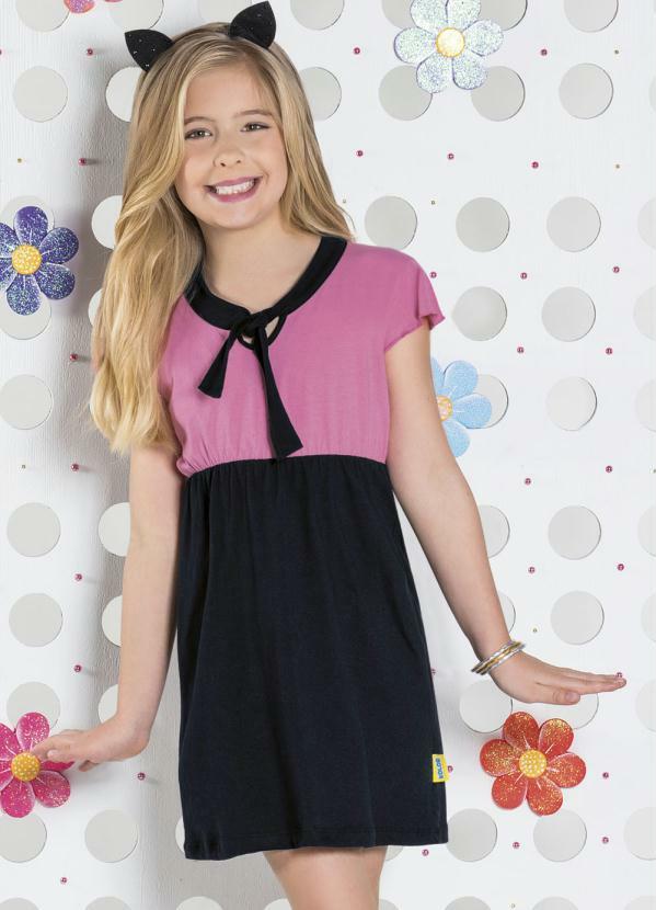 vestido infantil preto e rosa