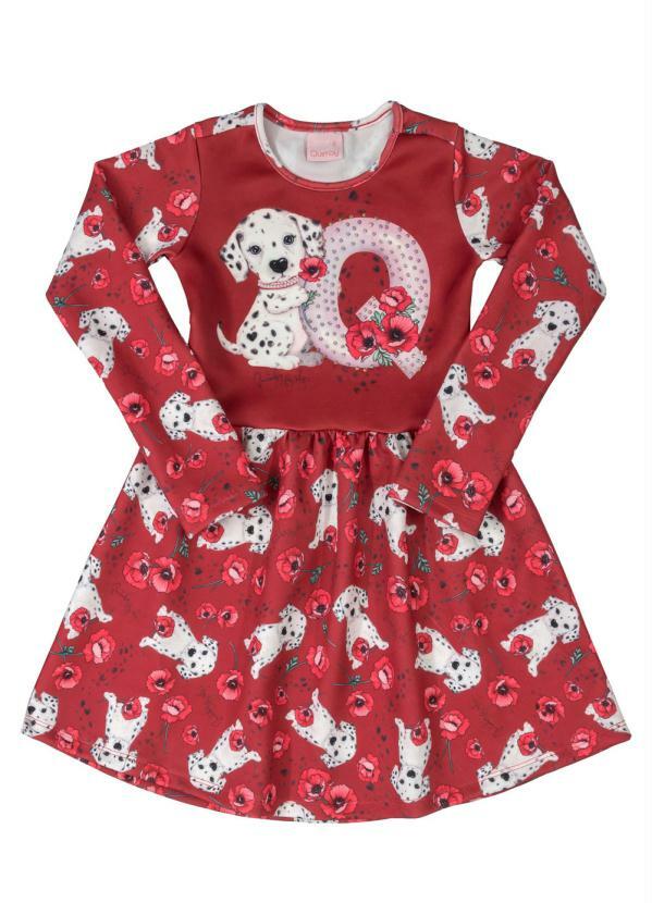 Quimby - Vestido Infantil Dálmata Vermelho