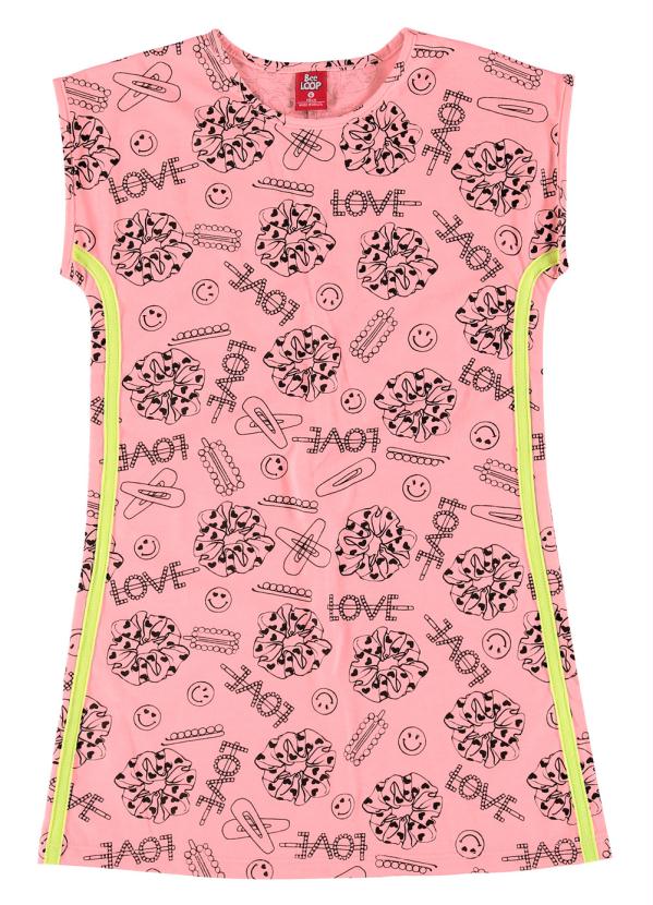 Bee Loop - Vestido Infantil Estampado Rosa