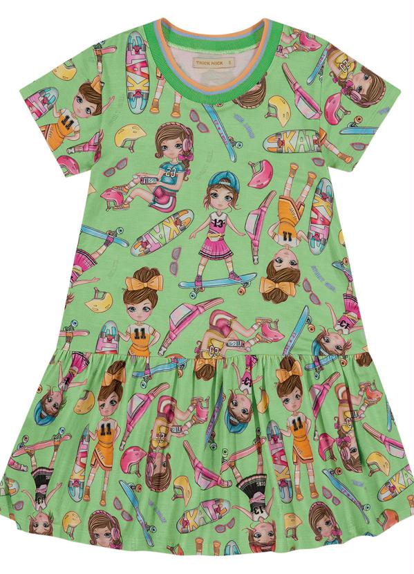 Trick Nick - Vestido Infantil Estampado Verde