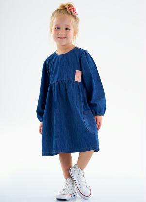 Up Baby - Vestido Infantil Jeans Azul - UP BABY