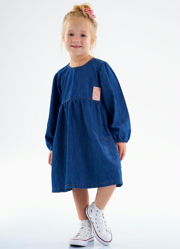 Up Baby - Vestido Infantil Jeans Azul