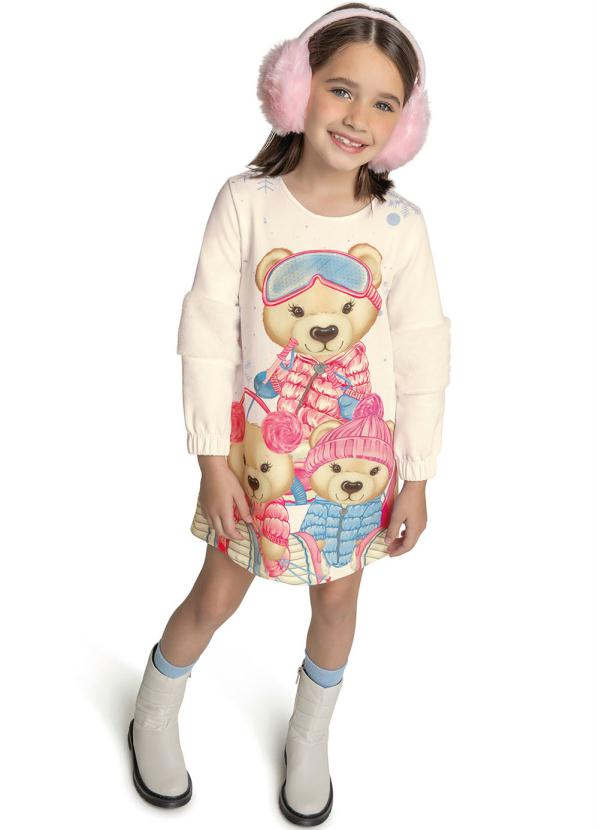 Trick Nick - Vestido Infantil Manga Longa Flufy Bege 1