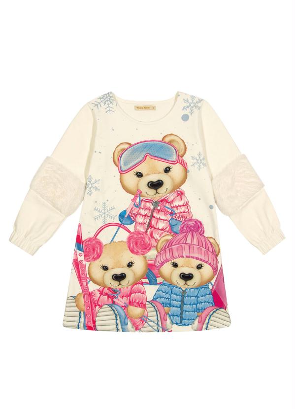 Trick Nick - Vestido Infantil Manga Longa Flufy Bege 3