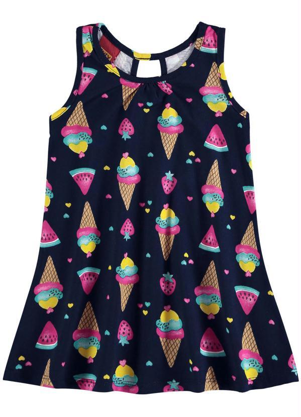 Kyly - Vestido Infantil Marinho