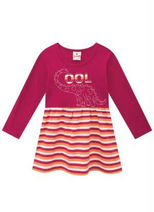 Brandili - Vestido Infantil Menina de Dinossauro Bordô - BRANDILI