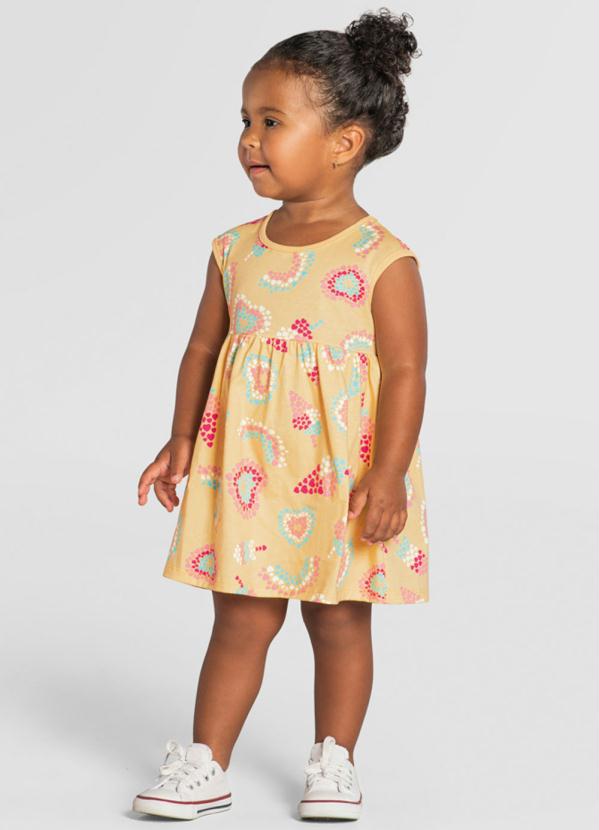 Brandili - Vestido Infantil Menina em Malha Amarelo