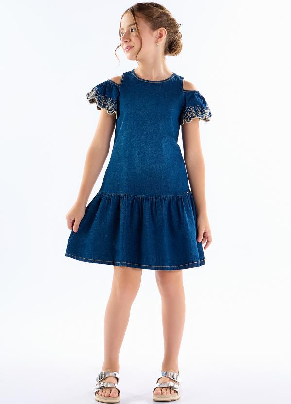 Pulla Bulla - Vestido Jeans Leve com Elastano Azul