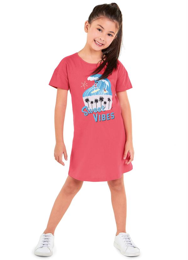Marisol Play - Vestido Manga Curta Infantil Feminino Rosa