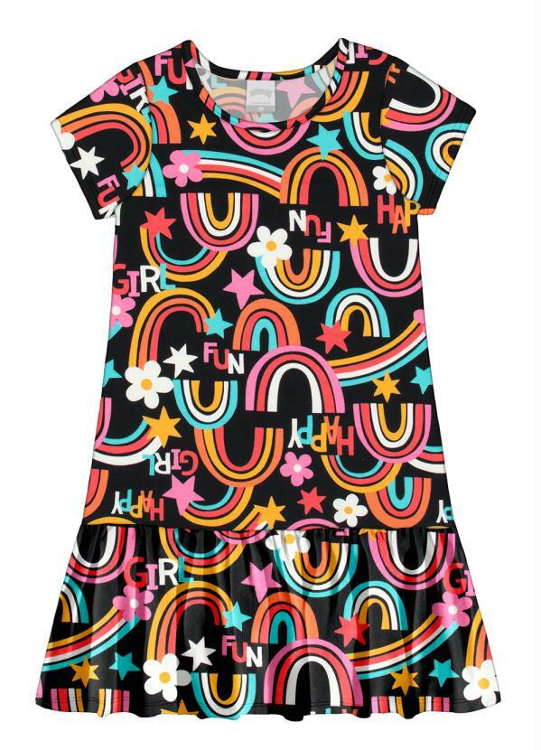 Alakazoo - Vestido Meia Malha Cfaixa Preto