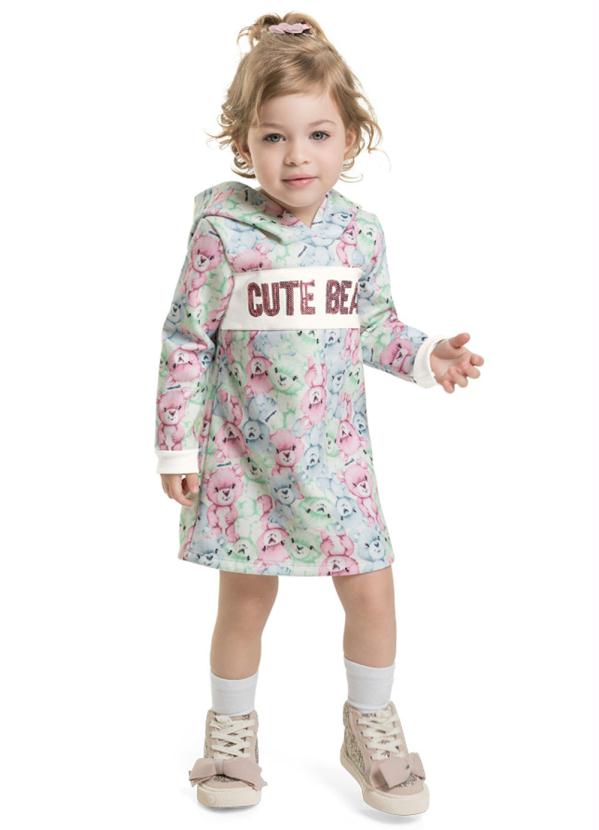 Brandili Mundi - Vestido Menina de Moletom de Ursinhos Natural