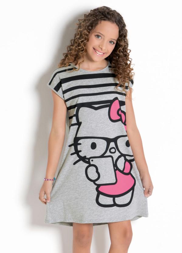 Hello Kitty - Vestido Mescla Hello Kitty com Estampa Frontal
