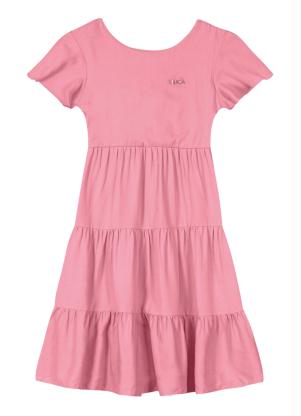 Lilica Ripilica - Vestido Midi Manga Curta Viscose Infantil Rosa - LILICA RIPILICA