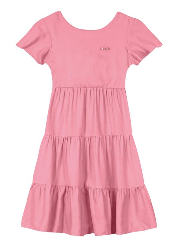 Lilica Ripilica - Vestido Midi Manga Curta Viscose Infantil Rosa